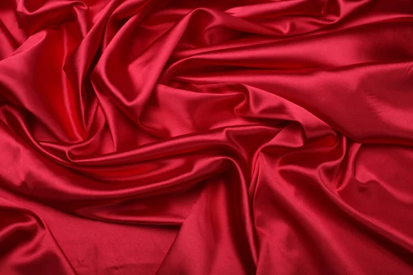 Tissu Vague Nacre Rouge Soie Texture Abstraite Espace Copie Horizontal — Photo