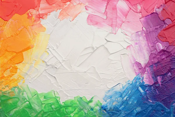 Art Oil Acrylic Smear Blot Canvas Painting Wall Abstract Rainbow — Stock Photo, Image