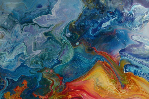 Искусство Абстрактный Поток Акрилового Акварельного Мрамора Пятно Живописи Цветные Волны — стоковое фото