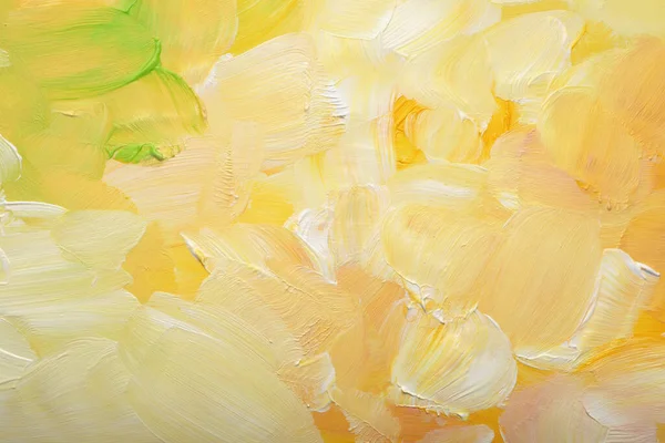 アートオイルとアクリルスミアブロックキャンバス塗装壁 要旨黄色染色筆の質感背景 — ストック写真