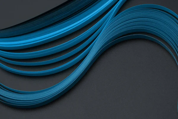 Blauer Und Schwarzer Streifen Wellenpapier Hintergrund Der Abstrakten Textur — Stockfoto
