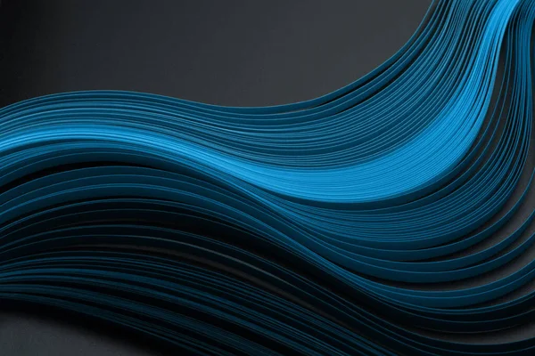 Papel Ondulado Tira Color Azul Negro Fondo Textura Abstracta — Foto de Stock