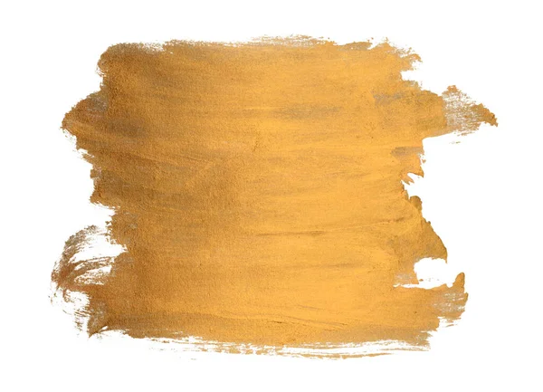 Złoty Brokat Błyszczący Pędzel Malowanie Plamy Rozmaz Izolowane Białym Tle — Zdjęcie stockowe
