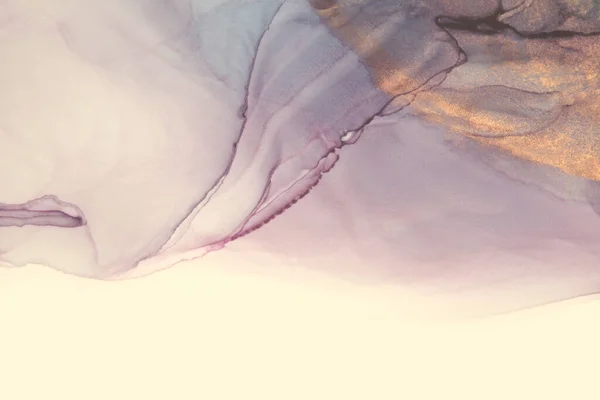 Art Abstrakti Savu Vesiväri Alkoholi Muste Maalaus Violetti Väri Kulta — kuvapankkivalokuva