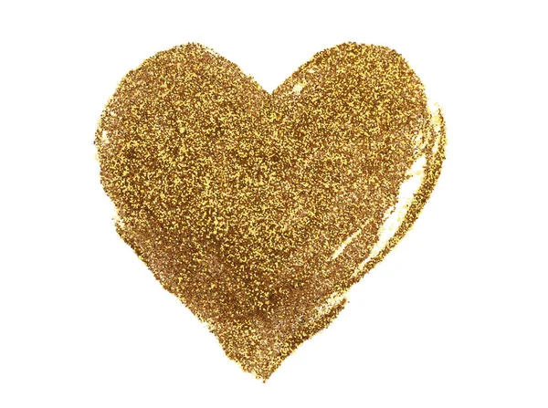 Bronzo Oro Glitter Pennellata Cuore Forma Macchia Macchia Pittura Astratto — Foto Stock