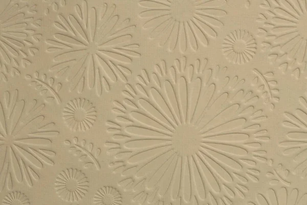 Scrapbook Beige Oud Ambachtelijk Papier Blanco Met Bloem Patroon Textuur — Stockfoto