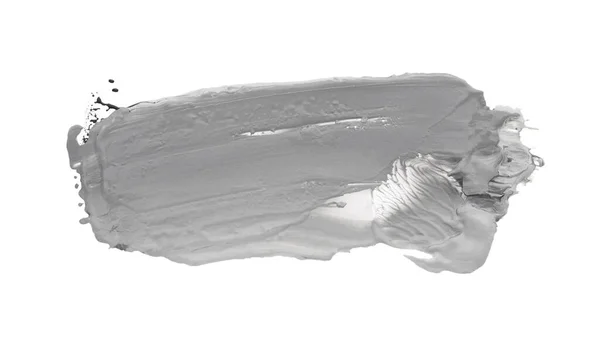 Esfregaço Cor Cinza Abstrato Pincelada Elementos Isolado Sobre Fundo Branco — Fotografia de Stock