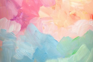 Sanat yağı ve akrilik leke bezi duvar boyası. Soyut doku pastel renk lekesi fırça darbesi dokusu arkaplanı.
