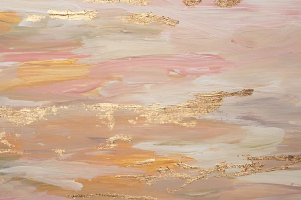 Sanat Yağı Akrilik Leke Bezi Altın Elementlerle Boyanmış Soyut Doku — Stok fotoğraf