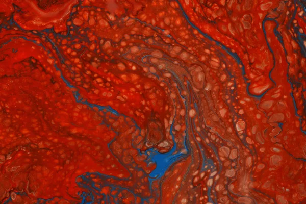 Мистецтво Абстрактний Потік Заливають Акрилом Чорнилом Акварельним Червоним Кольором Хвильовий — стокове фото