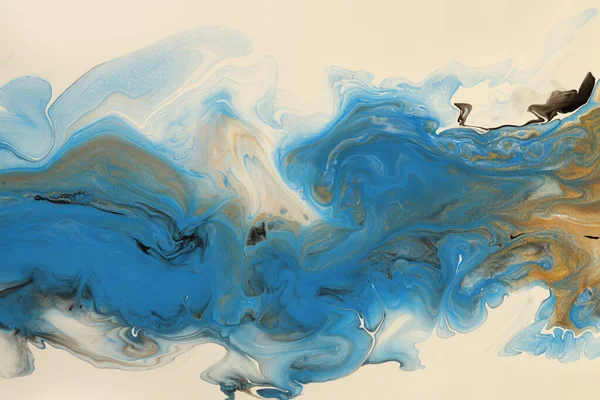 Konst Abstrakt Flöde Hälla Akryl Bläck Akvarell Beige Och Blå — Stockfoto