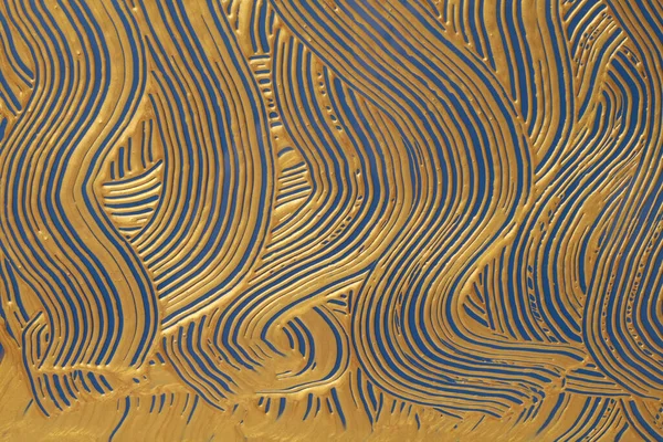 Abstraktní Zlaté Třpytky Barvy Akrylové Vlny Nástěnné Malby Plátno Vintage — Stock fotografie