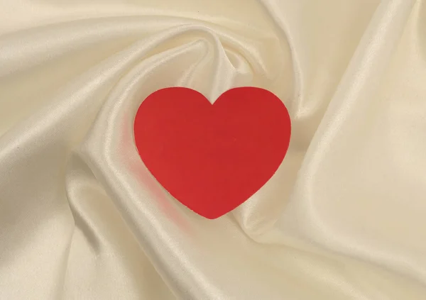 Beżowy Biały Perłowy Jedwabny Materiał Ramką Serce Streszczenie Tekstury Pozioma — Zdjęcie stockowe