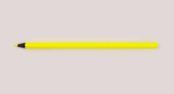 Matita Colore Giallo Neon Sfondo Neutro Beige Chiaro — Foto Stock