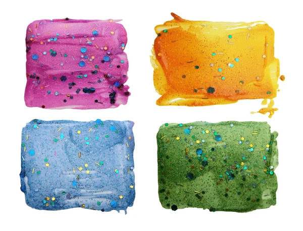 Arte Gel Acrilico Macchia Macchia Tela Pittura Con Glitter Colore — Foto Stock