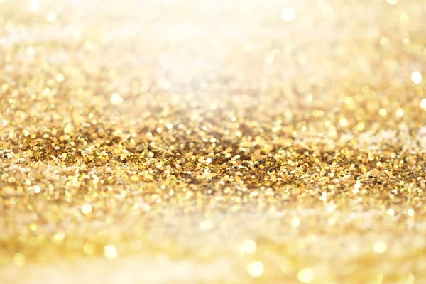 Yumuşak Odaklı Blur Gold Parıltısı Konfetileri Parlatıyor Soyut Işık Yanıp — Stok fotoğraf