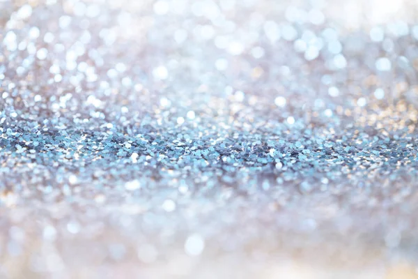 Mjukt Fokus Blur Blue Gold Glitter Glans Prickar Konfetti Abstrakt — Stockfoto