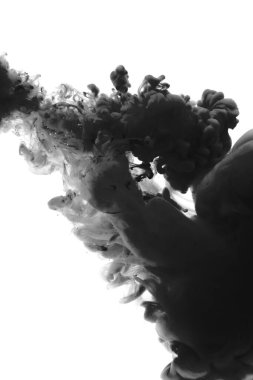 Siyah ve beyaz soyut duman dalgası arka planı. Sudaki mürekkep lekesi.