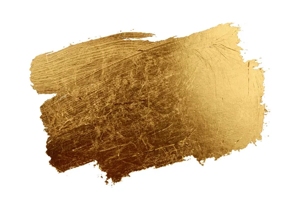 Gold Bronze Glitter Color Line Smear Brushstrok Painting Blot White — Stock Photo, Image