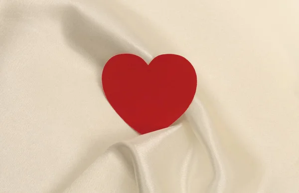 Tecido Seda Onda Pérola Branca Bege Com Cartão Quadro Coração — Fotografia de Stock