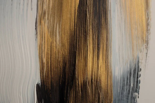 Oil Acrylic Smear Blot Painting Wall Abstract Texture Gold Black — Stok fotoğraf
