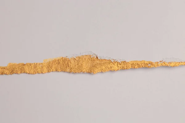 Rasgado Pedaços Vazios Papel Textura Com Linha Ouro Fundo Espaço — Fotografia de Stock