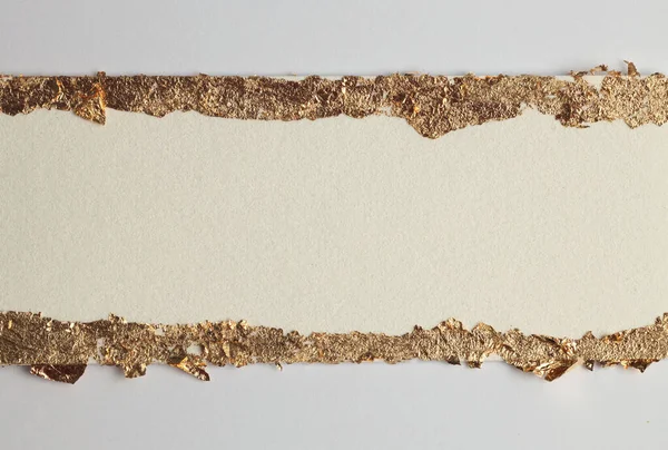 Zlatý Bronzový Třpyt Prázdný Plátěný Rám Béžově Šedém Papírovém Pozadí — Stock fotografie