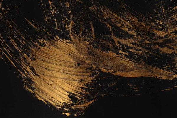 Масляний Акриловий Мазок Малювання Полотна Абстрактна Текстура Золотий Чорний Колір — стокове фото