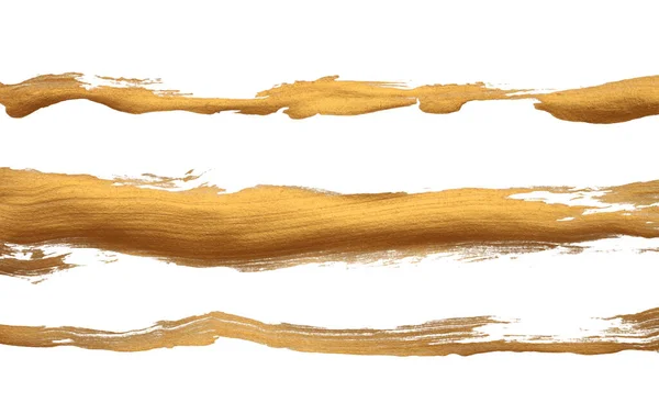 Grunge Cor Tinta Dourada Esfregaço Pincel Acidente Vascular Cerebral Mancha — Fotografia de Stock
