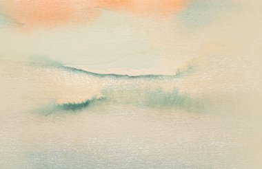 Kağıt dokusu arka planında bej renkli akrilik ve suluboya duman lekesi.