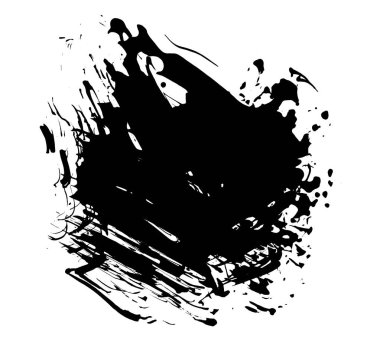 Art Ink Black fırça darbesi boya lekesi mürekkep lekesi. Beyaz arkaplanda soyut karşıtlık lekesi.