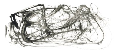 Art scrawl line brushstroke painting smear ink pen blot. Abstract contrast wet stain on white background.