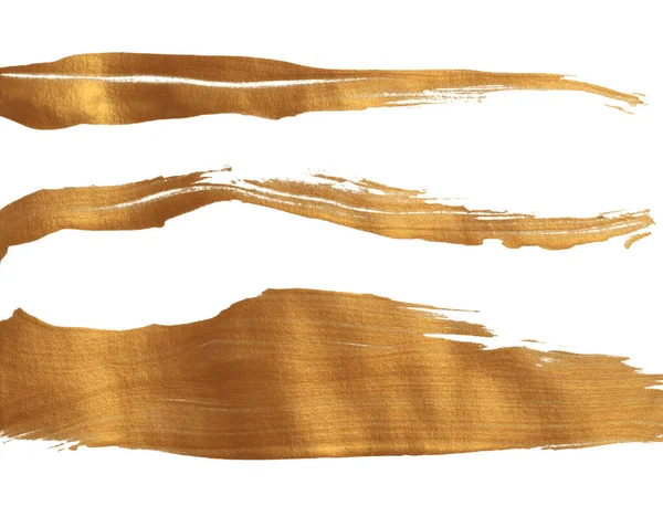 Grunge Gold Inchiostro Colore Striscio Pennello Macchia Macchia Macchia Linea — Foto Stock