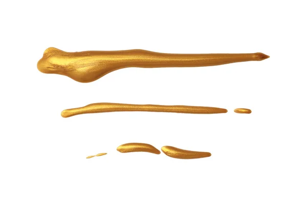 Gold Glitter Ink Color Smear Brush Stroke Stain Line Blot — Stok fotoğraf