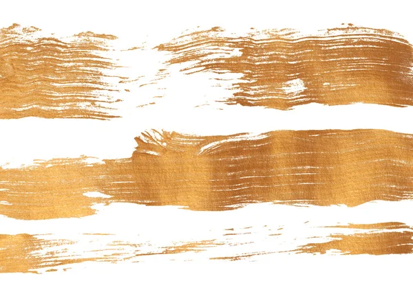 Grunge Gold Ink Smear Brush Stroke Stain Line Blot White — Stock Photo, Image