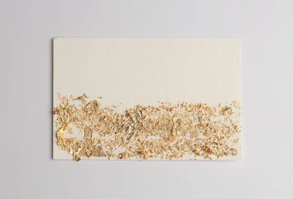 Cornice Tela Vuota Glitter Oro Bronzo Sfondo Carta Grigio Beige — Foto Stock