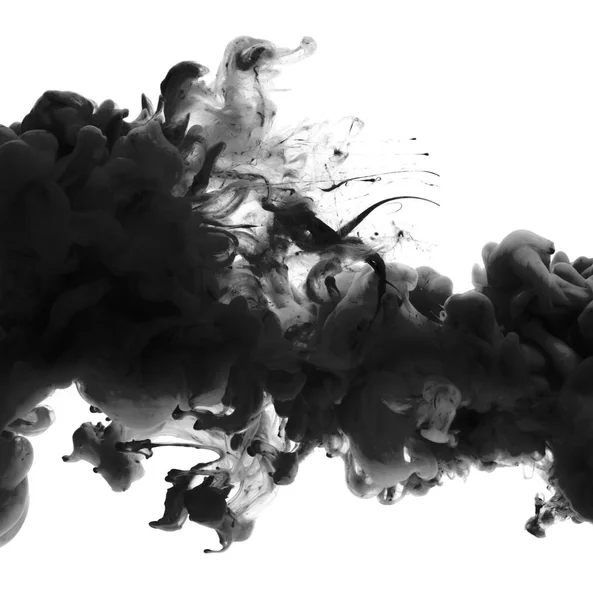 Černý Inkoust Akvarel Průtok Vlna Skvrny Vodě Abstraktní Barva Textury — Stock fotografie