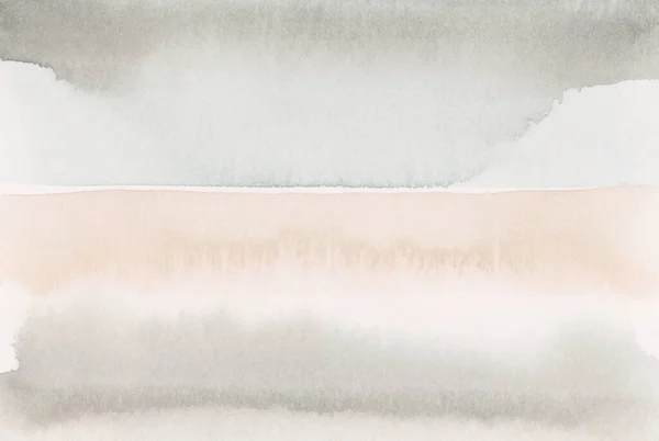 手描き水墨水彩煙の流れ汚れがぬれた紙の質感の背景にしみます ペースターベージュ グレーニュートラルカラー — ストック写真