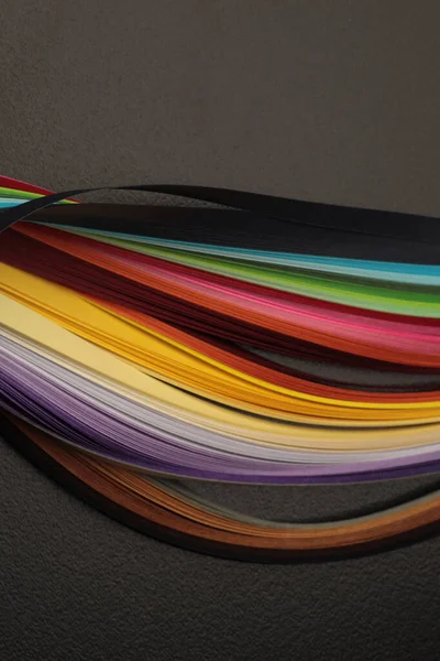 Art Color Strip Gradient Wave Grain Paper Auf Schwarz Hintergrund — Stockfoto