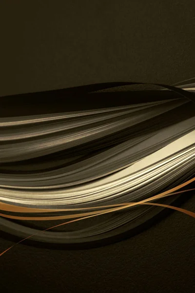 Color Marrón Tira Papel Ondulado Con Línea Oro Fondo Textura — Foto de Stock
