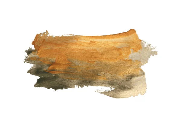 Grunge Torn Gold Ink Smear Brush Stroke Stain Blot White — Stock Photo, Image