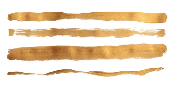 Grunge Gold Inchiostro Colore Striscio Pennello Macchia Macchia Macchia Linea — Foto Stock