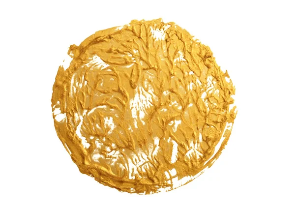 Gold Bronze Glitter Circle Brushstroke Painting Blot Smear Abstract Glow — Stock Photo, Image