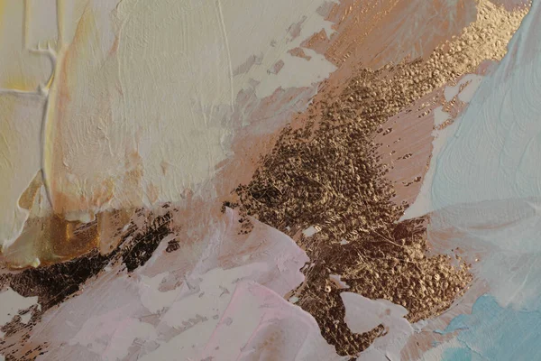 Doku Yağı Akrilik Lekeli Duvar Boyası Soyut Altın Rengi Bej — Stok fotoğraf