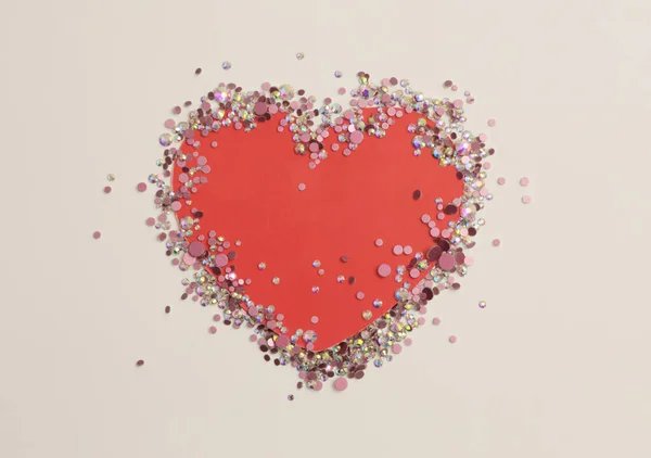 Brillare Brillantezza Strass Glitter Cuore Carta Telaio Vuoto Astratto Copia — Foto Stock