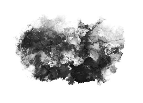 アートの煙の絵のスミアインク黒の塊 白地にぬれた筆致 — ストック写真
