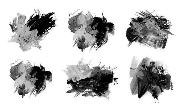 Художественная Живопись Мажет Чернилами Черное Пятно Абстрактный Контраст Белом Фоне — стоковое фото