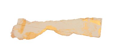 Parçalanmış eski grunge parçaları beyaz arka planda karton kağıt dokusu. Altın ve bej rengi.