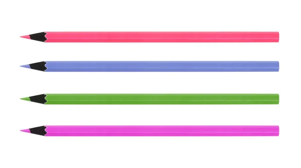 Neon Różowy Niebieski Zielony Ołówek Kolor Białym Tle — Zdjęcie stockowe