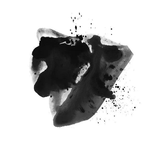 Fekete Tinta Akvarell Flow Foltok Cseppek Splash Absztrakt Textúra Színes — Stock Fotó
